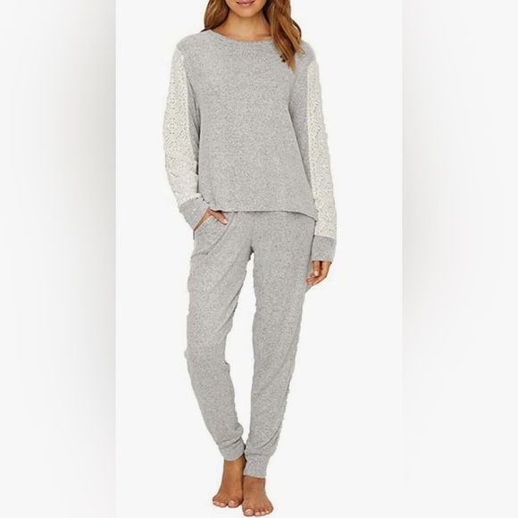 Flora Nikrooz Other - NWOT-Flora Nikrooz Women's Lace Trim Harbor Cozy Pajama Set  Charcoal Gray